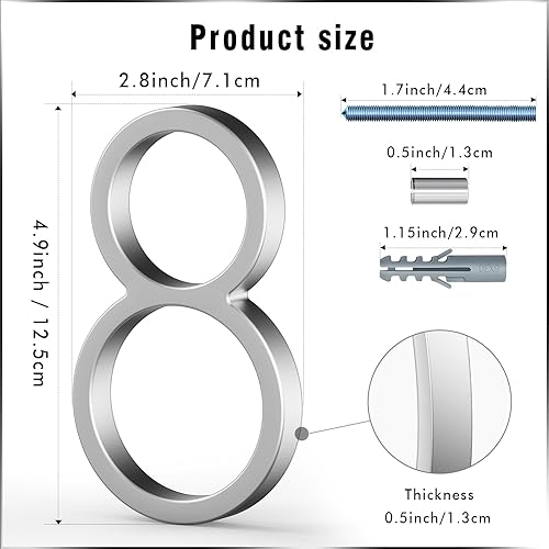 Miniatura 104 de VONDERSO - Letrero de dirección flotante de 5 pulgadas para exteriores de metal negro moderno para patio, calle y buzón, números de dirección Negro 1