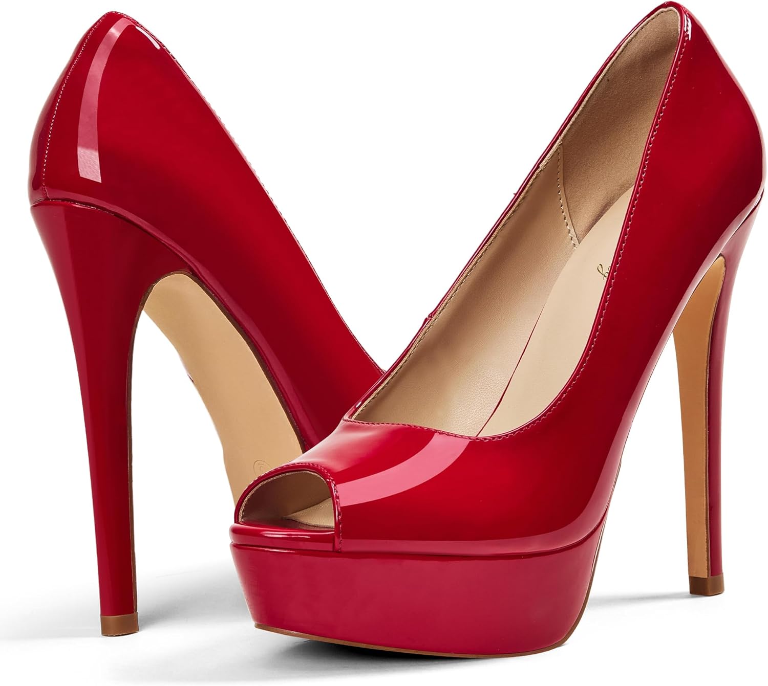 Elisabet Tang Women's Platform High Heels Pumps Shoes Peep Toe 5.5 inch Stilettos Slip On for Dress Wedding Party Prom - Image 3