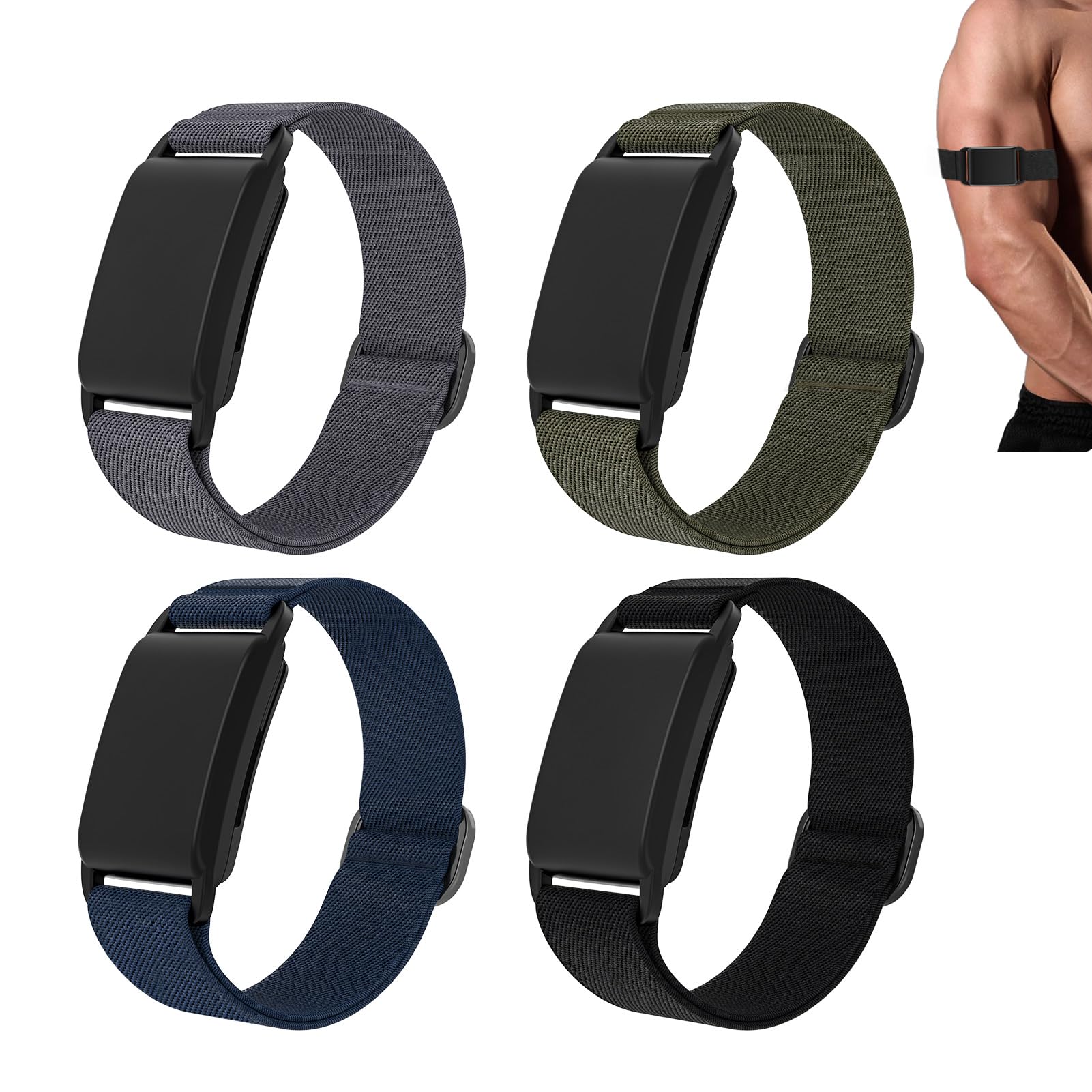 Y-Kocos 4 Pack Stretchy Solo Loop Wristband for Whoop 4.0 Straps, Adjustable Soft Sport Nylon Elastic Braided Bands Compatible with Whoop 4.0 Durable