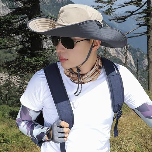 Miniatura 4 de Sombrero de sol para hombres y mujeres, sombrero de pescador de ala ancha, protección UV, repelente al agua, sombrero ventilado para pesca,