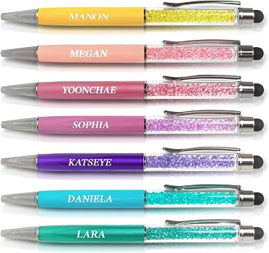 Kpop Gifts Merch 7 PCS Kpop Ballpoint Pens Set for KATSEYE Fans Twist Retractable Black Pens with Touchscreen Stylus, Office Supplies for Music Fans, K-Pop Gift & Collectible