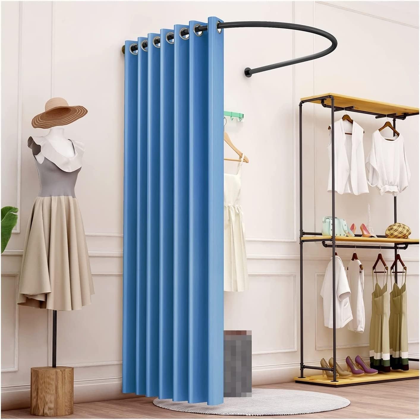 Fitting Room U- Shaped Fitting Room Clothing Store Movable Changing Room Privacy Protection Dressing Room for Shopping Malls Office Portable