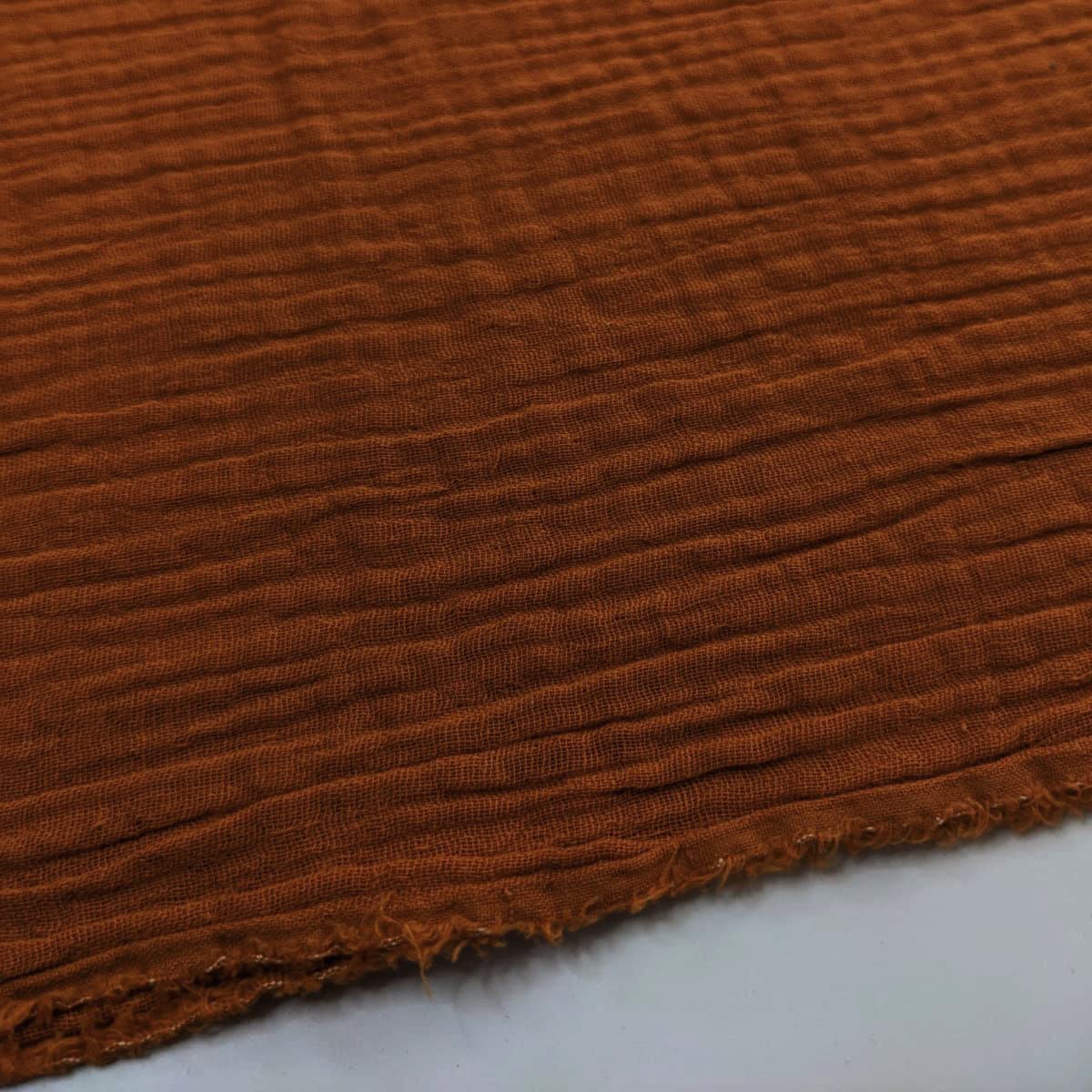 Discover Lifestyle & Fashion Fabrics Terracotta Double Gauze 100% Cotton Plain Fabric Dress Making Lightweight Muslin Baby Swaddle Blankets Scarves Summer Clothing | 53" - 135 Cm Wide | Per Metre (Terracotta)