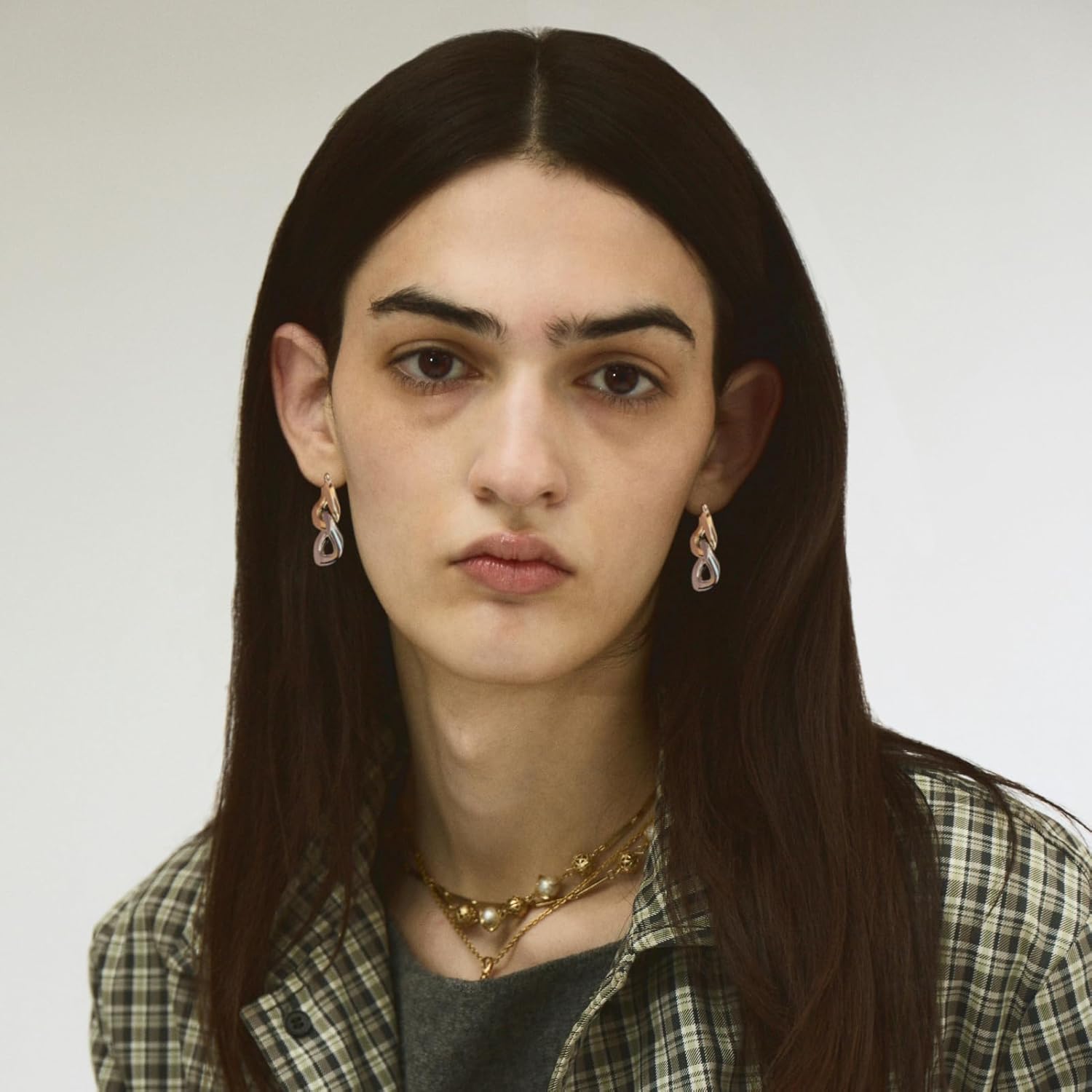 Two Tone Hoop Earrings Cuban Link Chain Earrings Drop Dangle Earrings for Women Chunky Statement Earrings Jewelry - Image 3