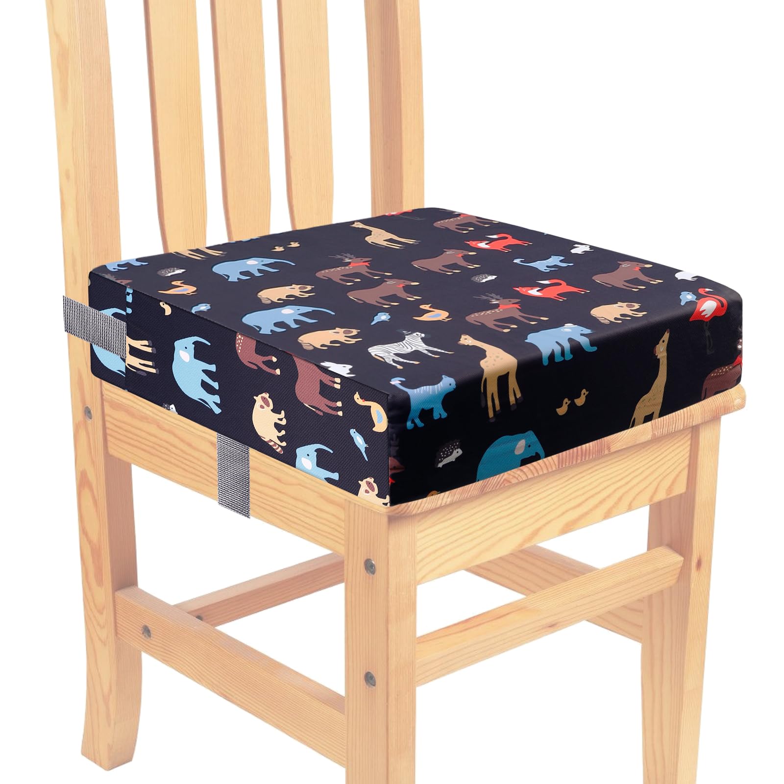 Rialzo da Sedia per Bambini 32x32x8cm Cuscino da Tavolo Cartoon con Cinghie di Sicurezza Nero