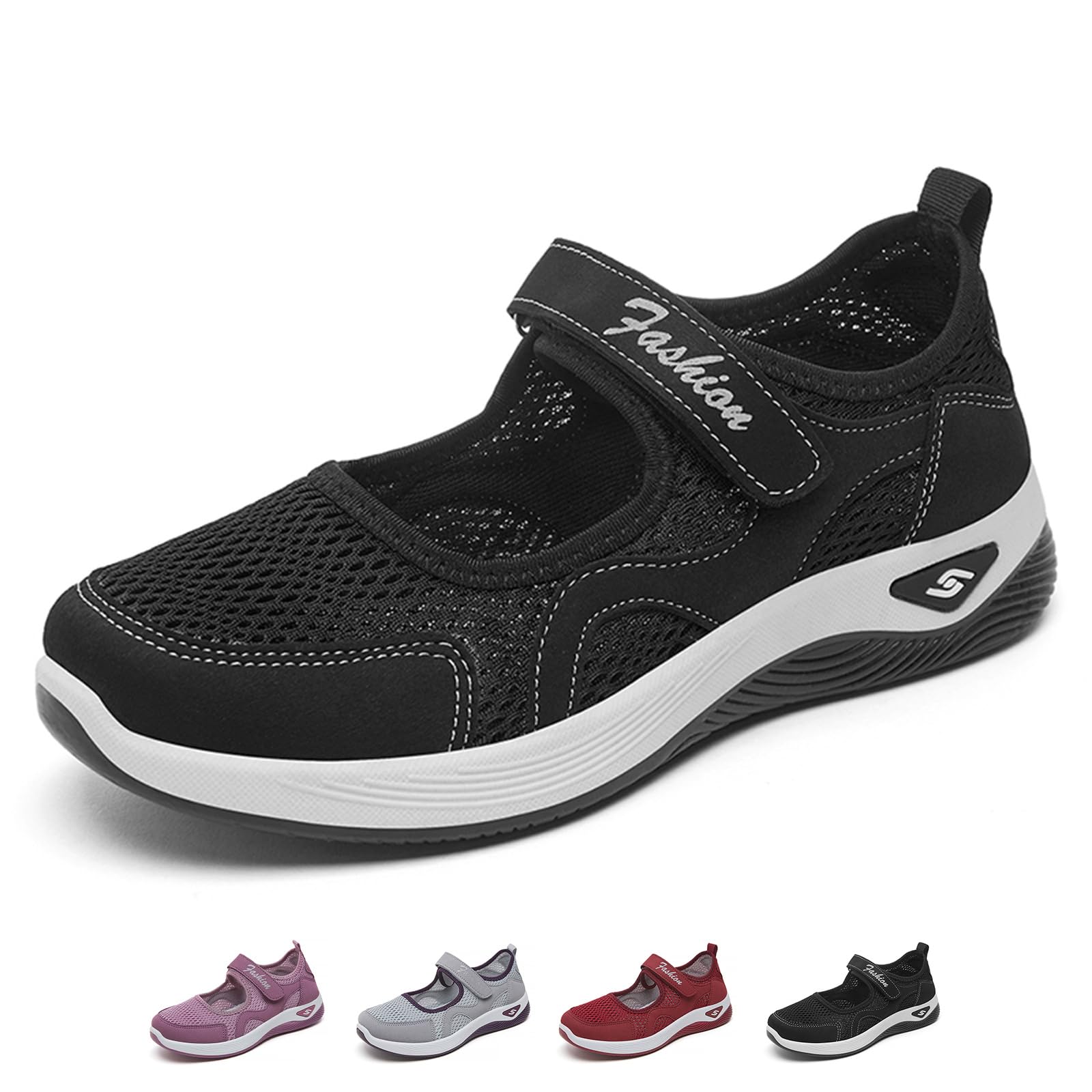 Orthopädische Schuhe Damen Slip On Walking Orthopedic Diabetic Walking Shoes Freizeit Mesh Atmungsaktiv Sandals