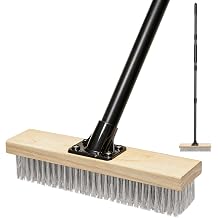 JEHONN Stainless Steel Wire Scrub Brush with 58" Long Handle for Concrete