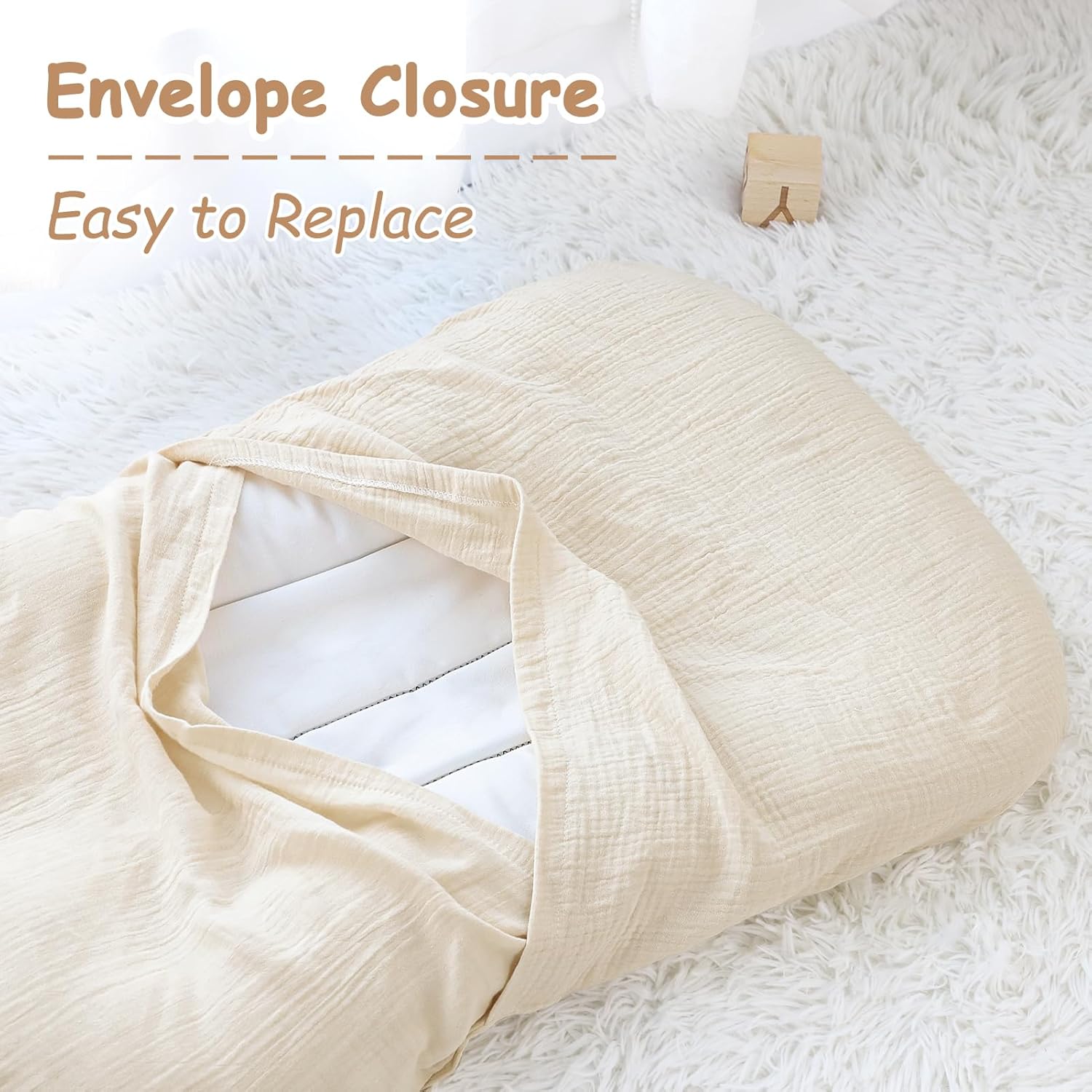2 Pack Muslin Baby Lounger Covers and Muslin Car Seat Covers for Babies, Brown Checkered