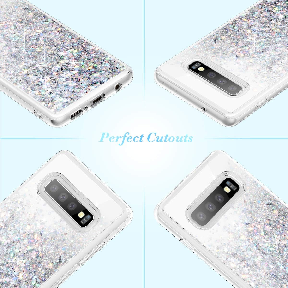 Caka Galaxy S10 Plus Case, Galaxy S10 Plus Glitter Case for Girls Women Liquid Luxury Fashion Bling Flowing Floating Sparkle Glitter Soft TPU Case for Samsung Galaxy S10 Plus (Silver)
