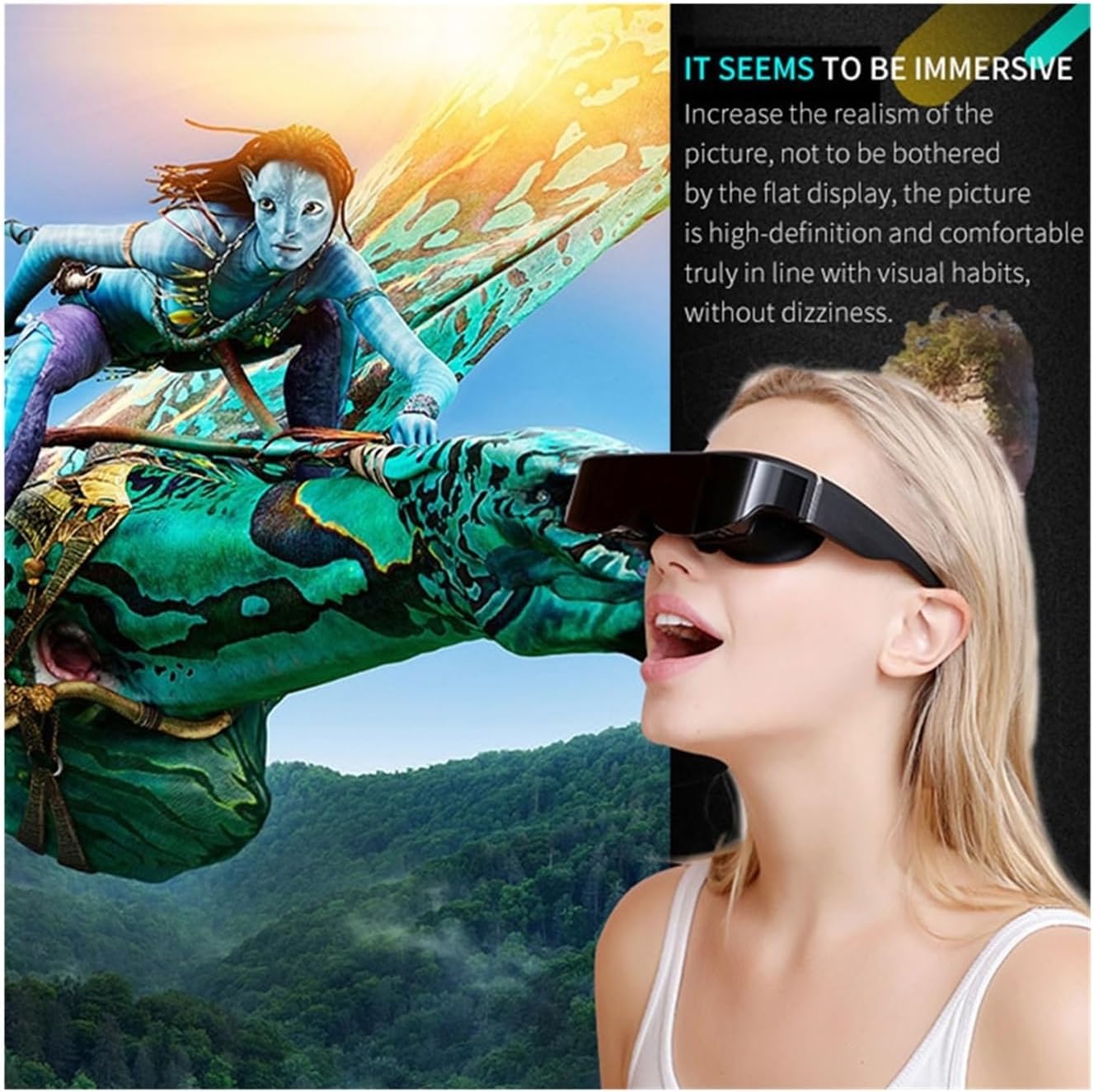 Moive Smart 3D Video Glasses Portable Head Mounted Private Cinema Compatible for Google Play Store HD Screen Compatible for Android Smart Glasses(Black Color 64GB)