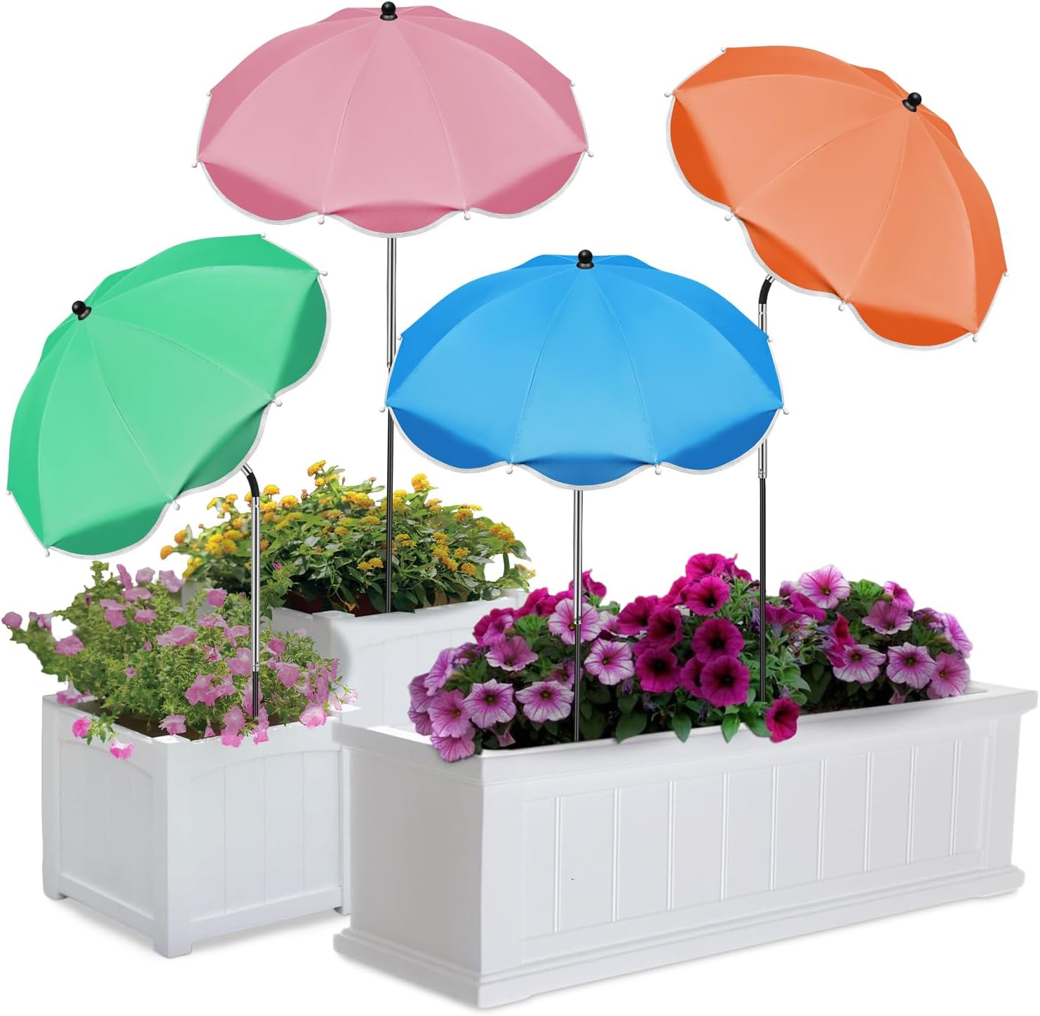 23.6" Adjustable Garden Umbrella Shade for Outdoor Use, Potted Greenery & Garden Beds – Angle-Adjustable Sun Protection