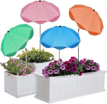 QRRICA 23.6" Adjustable Garden Umbrella Shade for Outdoor Use, Potted Greenery & Garden Beds Angle-Adjustable Sun Protection