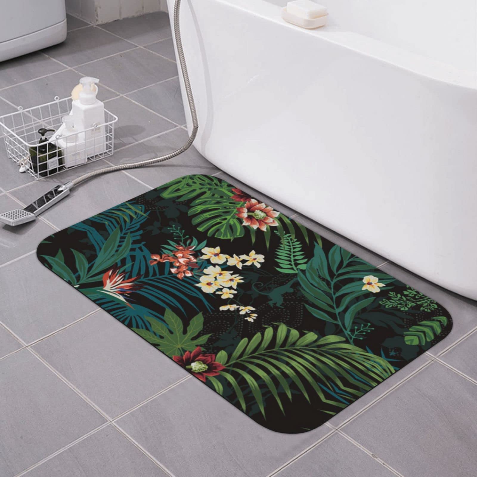 Tapis de douche en diatomée floral pour transformer votre salle de bain en oasis