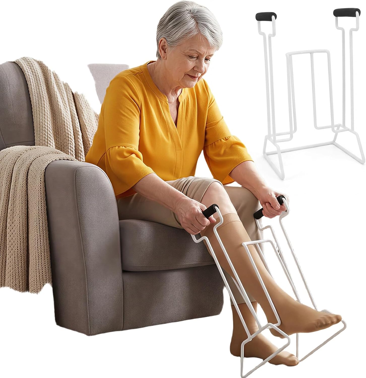 Sock Aid Device for Seniors – Easy Grip Sock Helper, Stable Assist Tool for Putting on Hosiery, No Bending, Lightweight, Portable for Daily Use