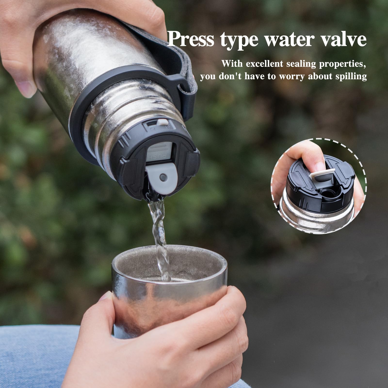 Boundless Voyage Titan Wasserflasche Vakuumisolierte Trinkflasche mit Becherdeckel Wasserkrug, hält heiß oder kalt (17.2fl oz/510ml) Ti3011D