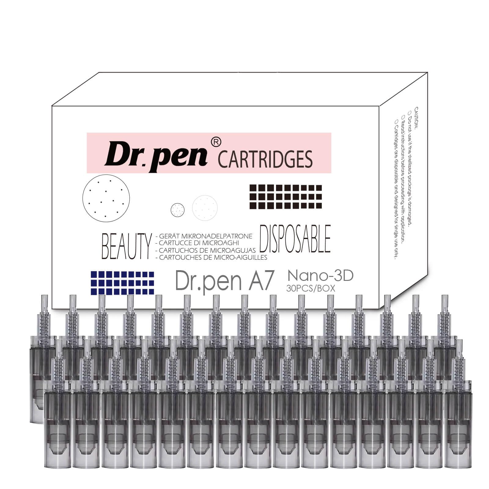 30pcs Dr. Pen A7 Replacement Beauty Cartridges - 3D Nano Tips for Daily Gentle Surface Use, EO Sterilised Single-Use and Individually Sealed, Hygienic Monthly Maintenance Pack for Home or Salon Use