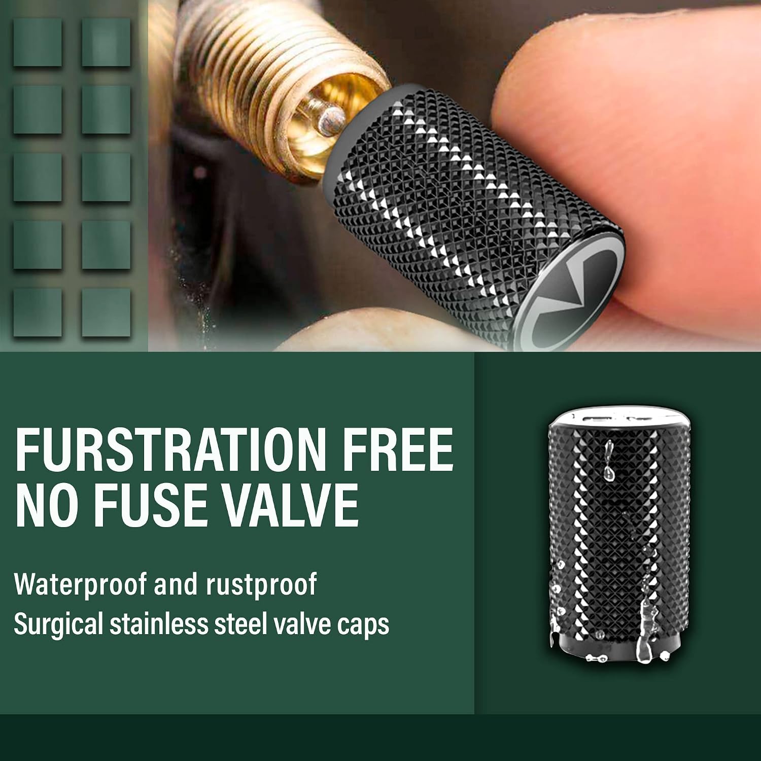 STEEL HAWK Tire Air Valve Caps – Precision CNC Machined Stainless Steel, Extended Knurled Design | Rust, Air Leak & Dust Proof Metal with O-Rubber Seal - Ideal for Vehicles - 4 Pack-PVD Rose Gold