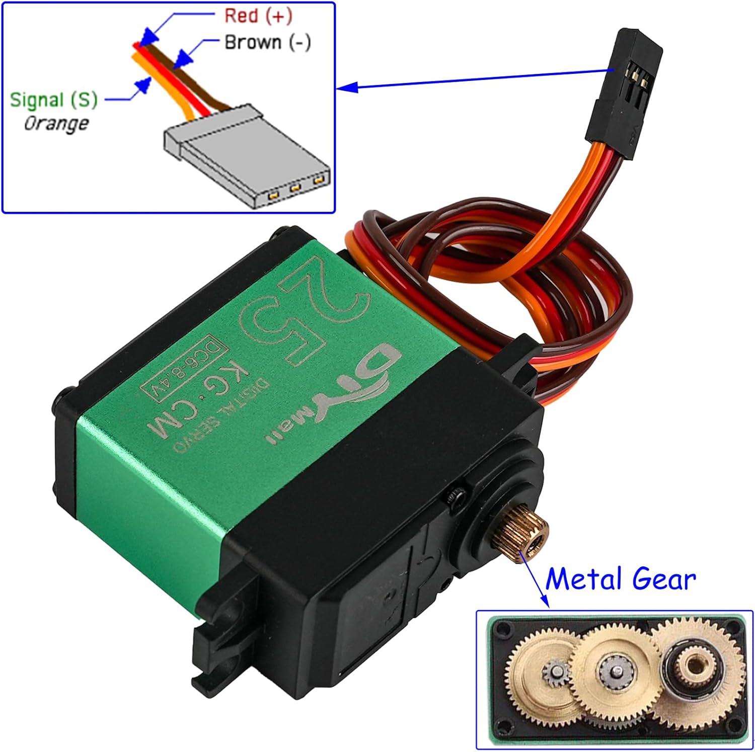 TD-8825MG Digital Servo 25kg High Torque 360 Degree Continuous Rotation Angle-uncontrollable 500-2500usec Metal Gear RC Servo for Robot Gimbal Car Aircraft