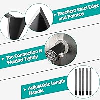 Vista 3 de Herramienta de jardín, azada triangular de jardinería con hoja afilada para excavar, deshierbar, cortar y aflojar tierra, mango de metal de longitud