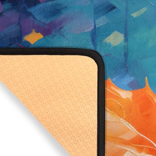 Miniatura 5 de 2 Pieces Bath Mat Set, Watercolor Maple Leaves U-Shaped Bath Mat Toilet Rug Bathroom Mat Set with Bath Rug Mat, Oil Painting Leaves Mat for Bathroom