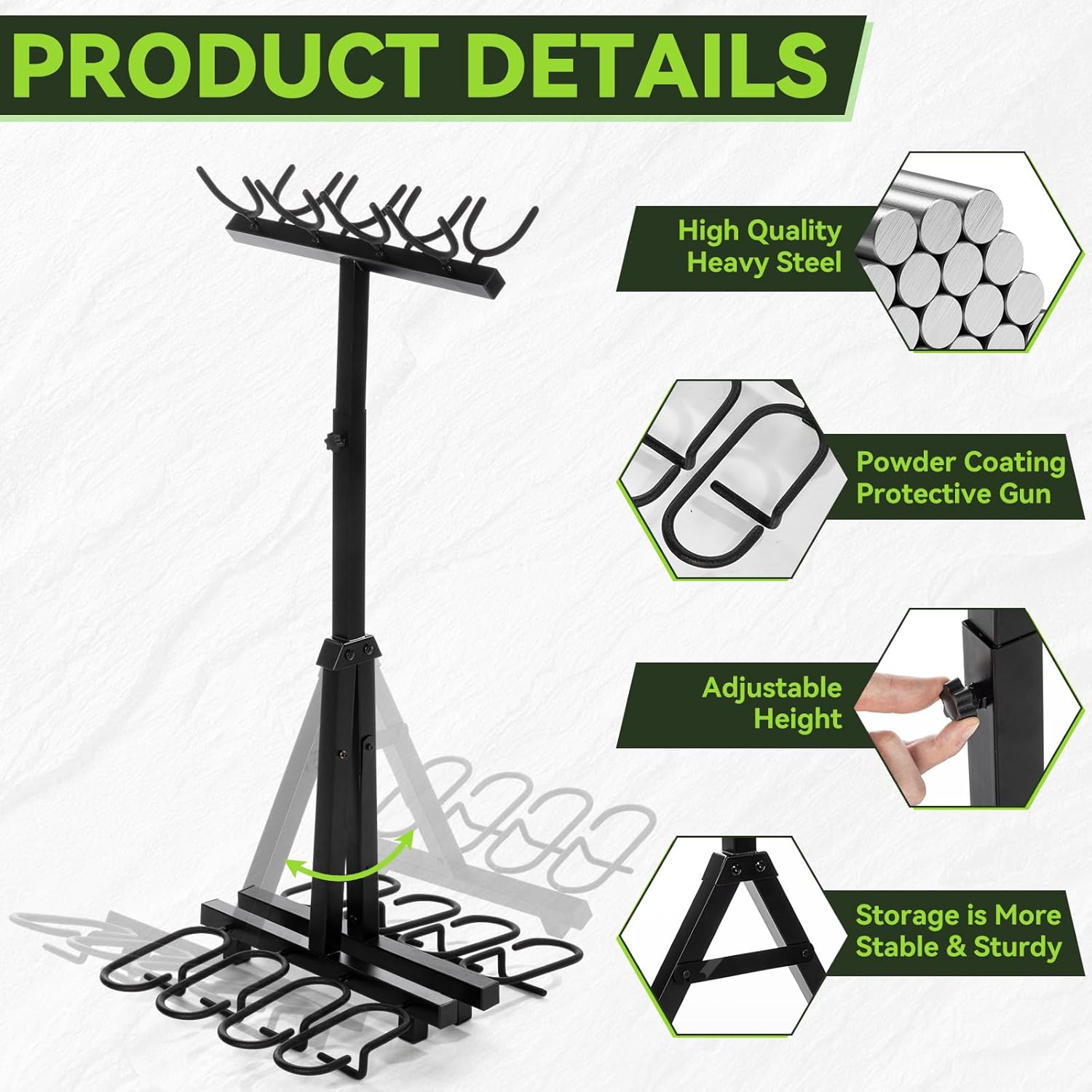 Gun Rack, Indoor Freestanding Portable Folding Rifle Rack Stand Outdoor Heavy Duty Steel Floor Gun Stand Rifles or Shotguns for Shooting Hunting Range Home Garage Storage