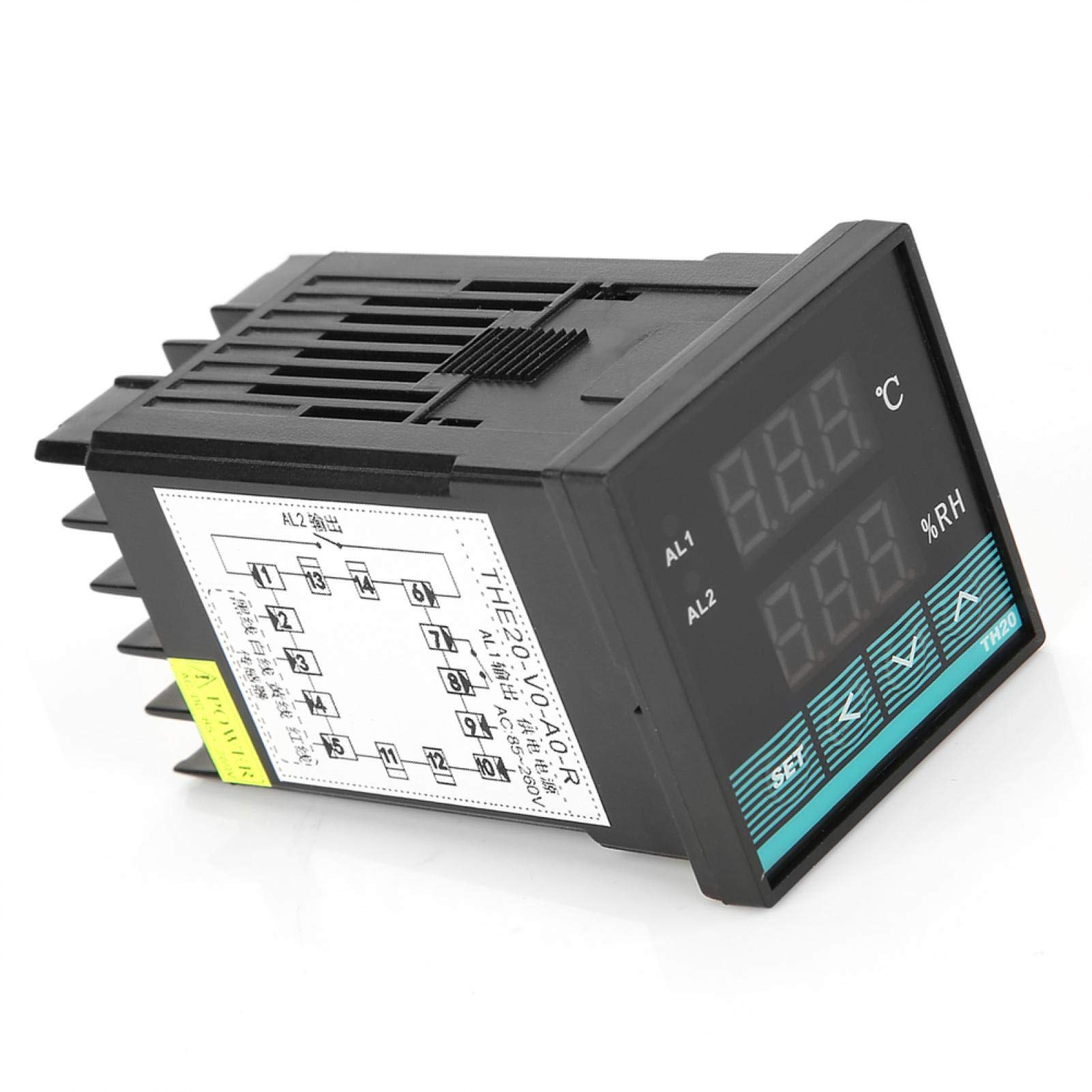 Controlador de temperatura, termostato controlador digital de temperatura y humedad con salida de relé -19,9 ℃ ~ 80,0 ℃ 0,0~99,9 ％ RH para gabinete de distribución