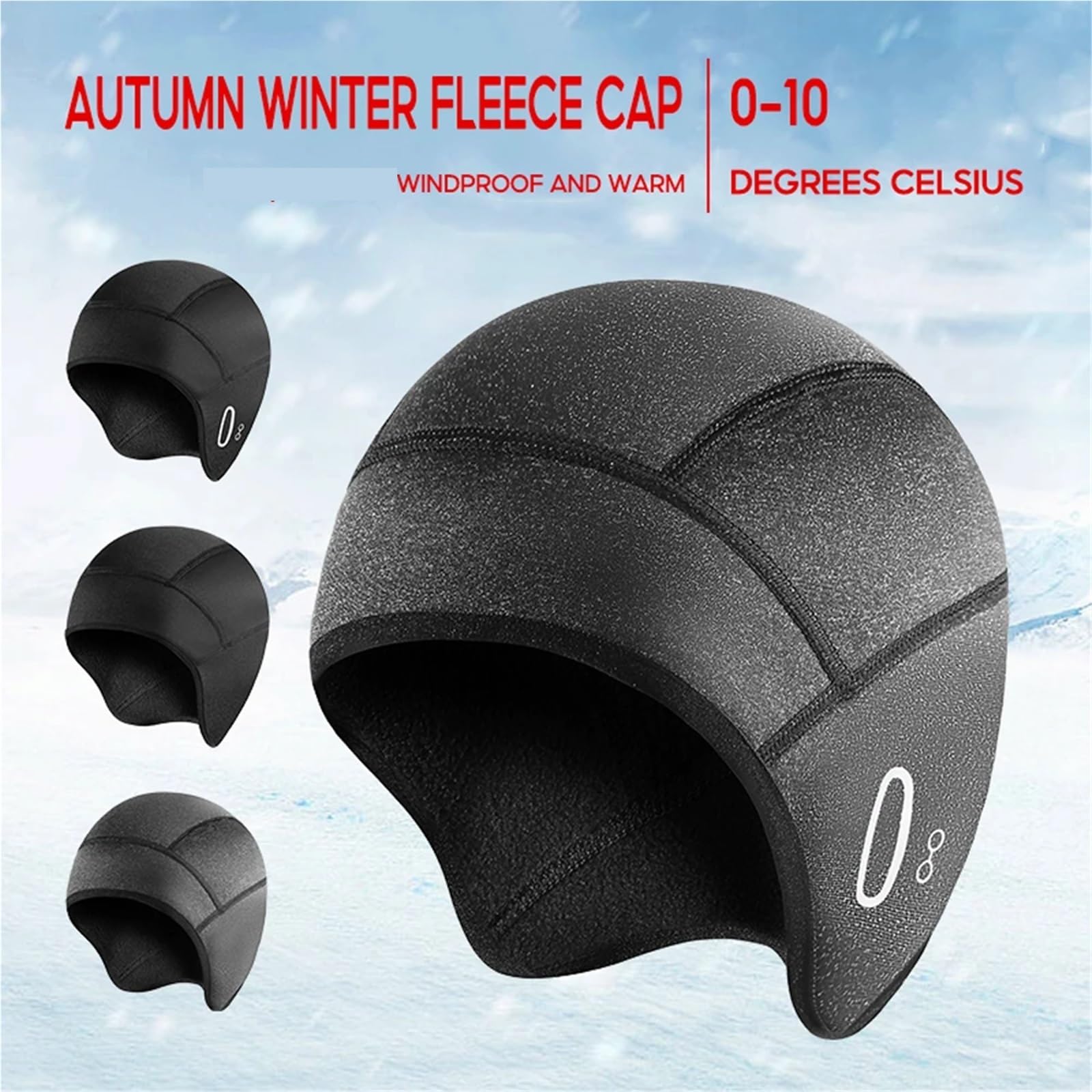 Cappello caldo da ciclismo invernale all'aperto, foderato con protezione for le orecchie, cappello antivento, alpinismo e sci, a prova di freddo per Ciclismo(Black)