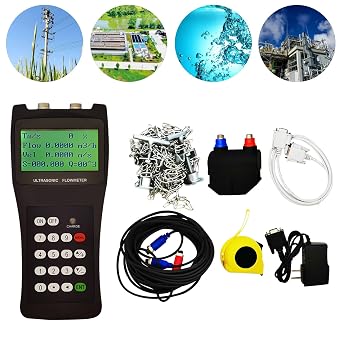 Handheld Ultrasonic Flow Meter, TDS-100H Ultrasonic Portable Liquid Flow Meter with M2 Transducers, Handheld Flow Meter for Seawater Alcohol Industrial Sewage DN50-DN700mm /2-28