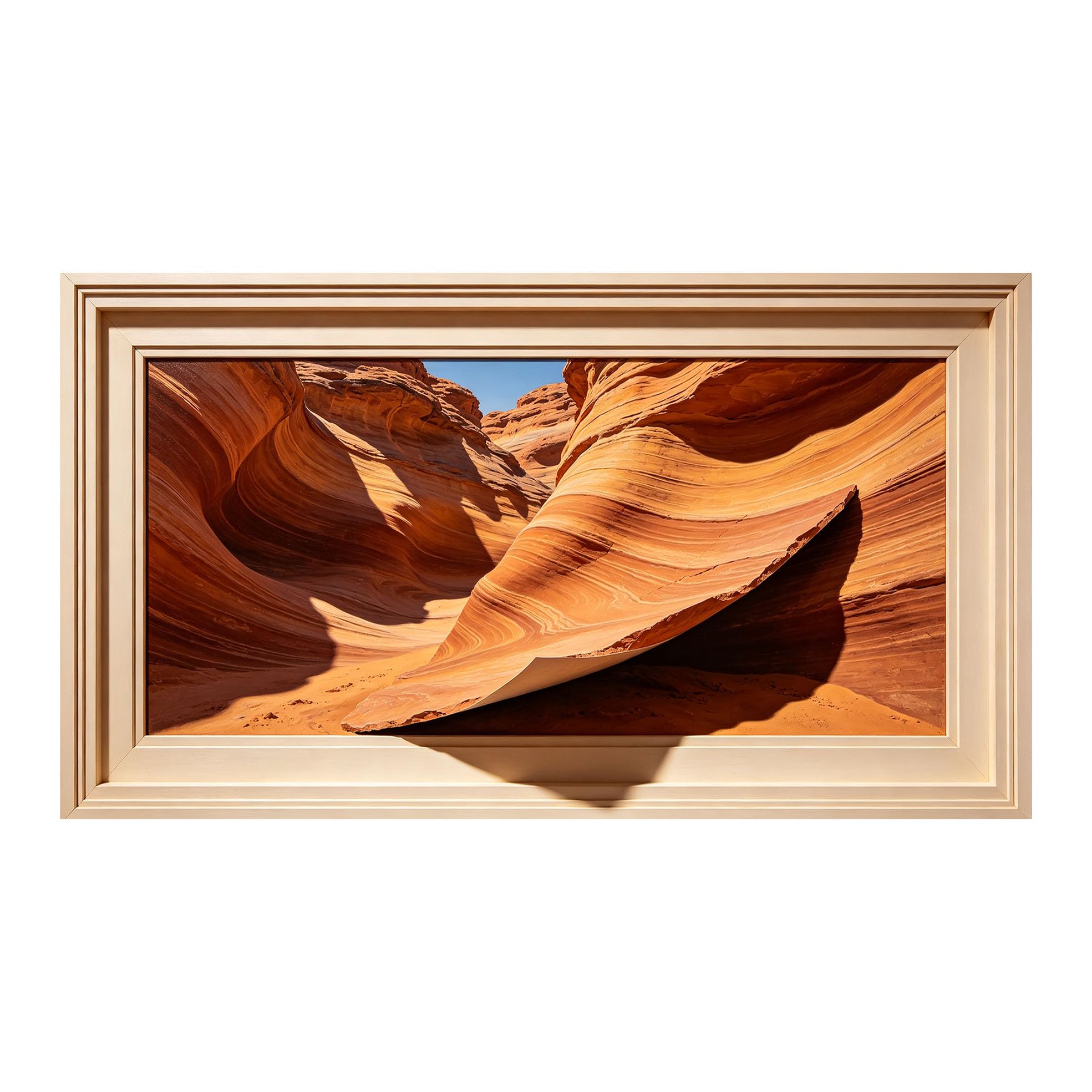 Yzpallescene 3D Framed Wall Art 50cm×100cm Southwestern Canyon Desert Landscape Realistic Panoramic Large Size SelfAdhesive Removable Wall Decor Prints Artwork for Living Room Bedroom Office