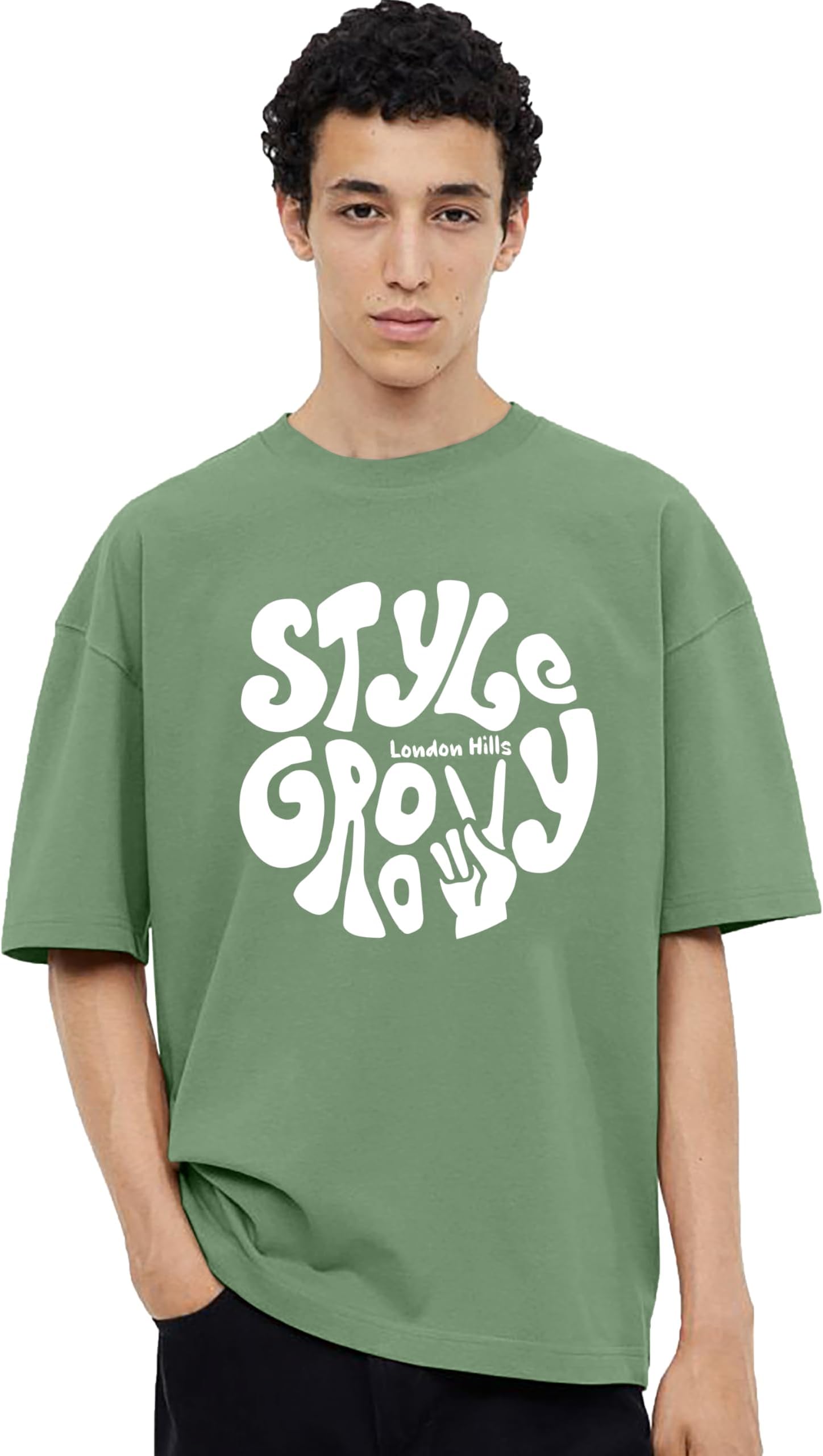 Men's Cotton Oversized Fit Casual Printed Round Neck, Oversized Longline Drop Shoulder Boho Style T-Shirt
