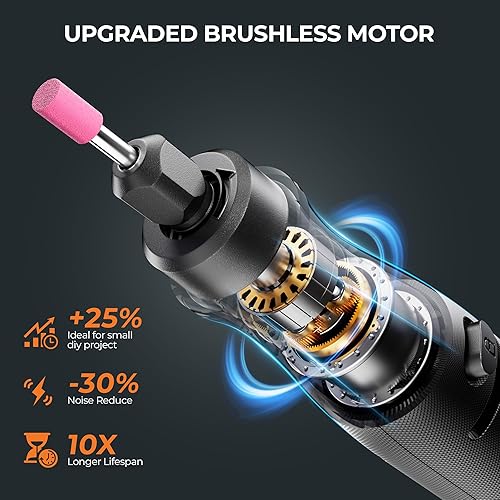 Miniatura 2 de Kit de herramientas rotativas inalámbricas, mini herramienta giratoria de 20 V para lijar, tallar, taladrar, grabar, pulido, manualidades con 42