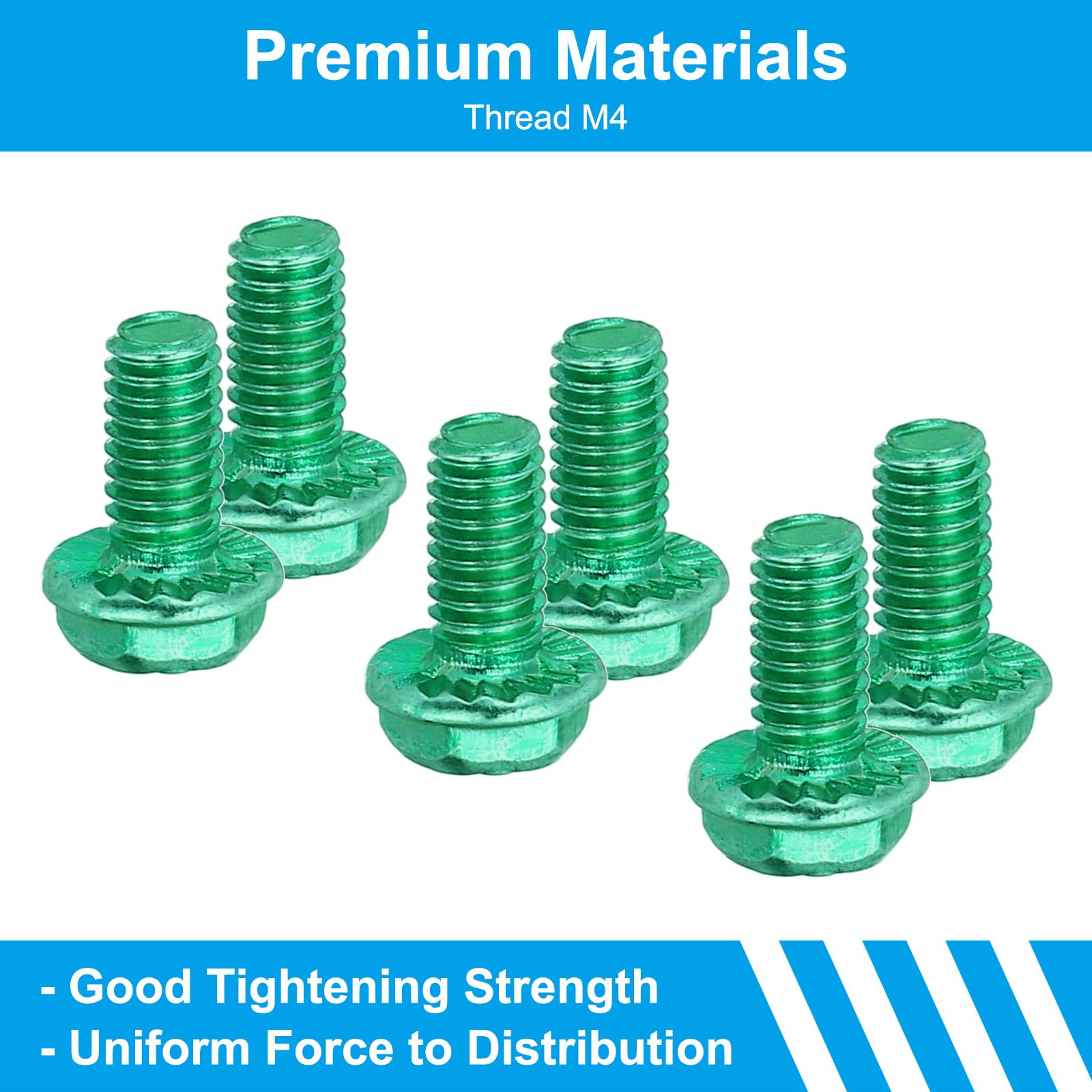 PATIKIL M4 x 8mm Thread Ground Screws, 100 Pack Green Electrical Grounding Screw Hex Phillips Head Flanged for Home Electrical Lamp - Image 4