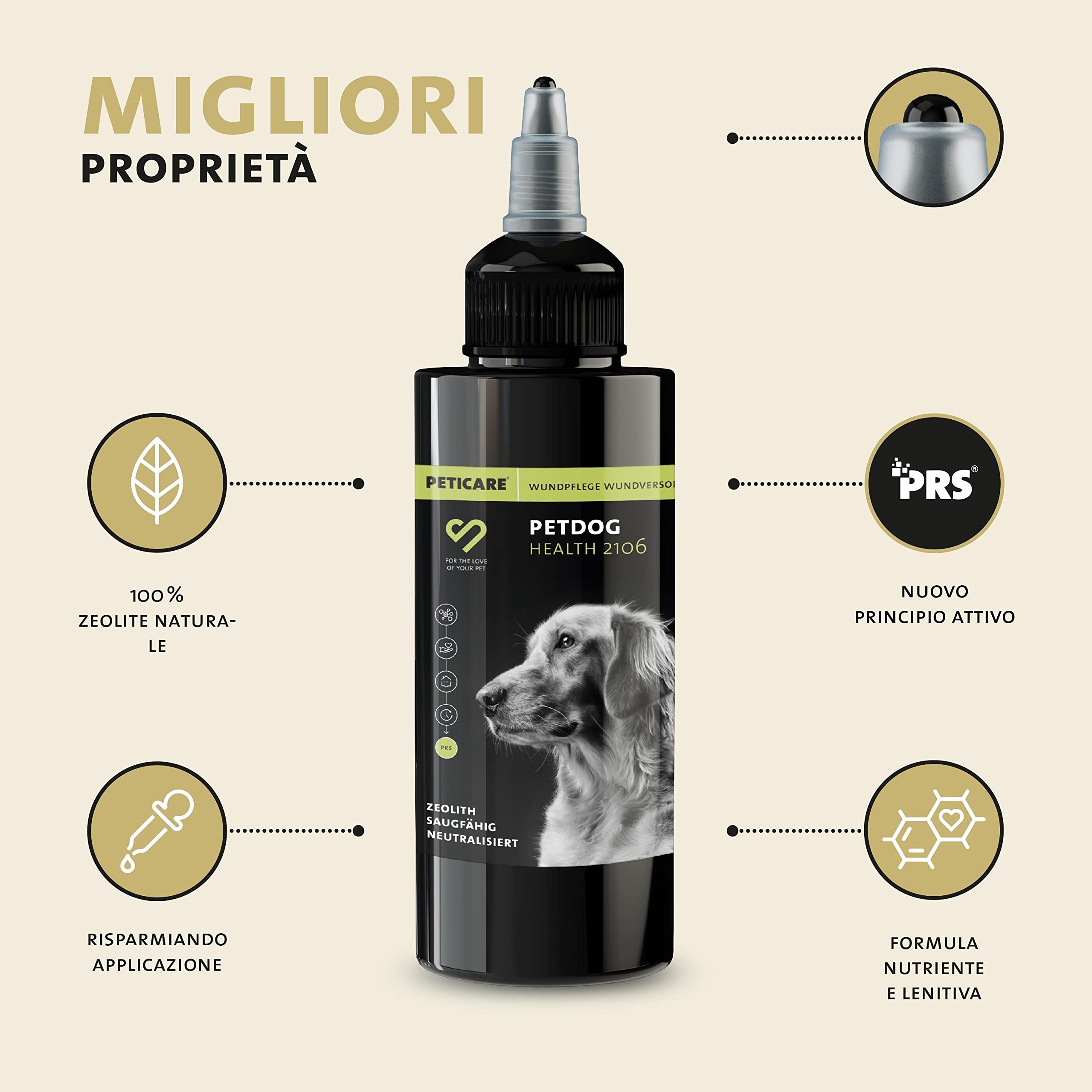Peticare Polvere di Zeolite e Cura della Pelle per Animali – Supporto Naturale per la Rigenerazione – per Cani e Gatti – Polvere Protettiva