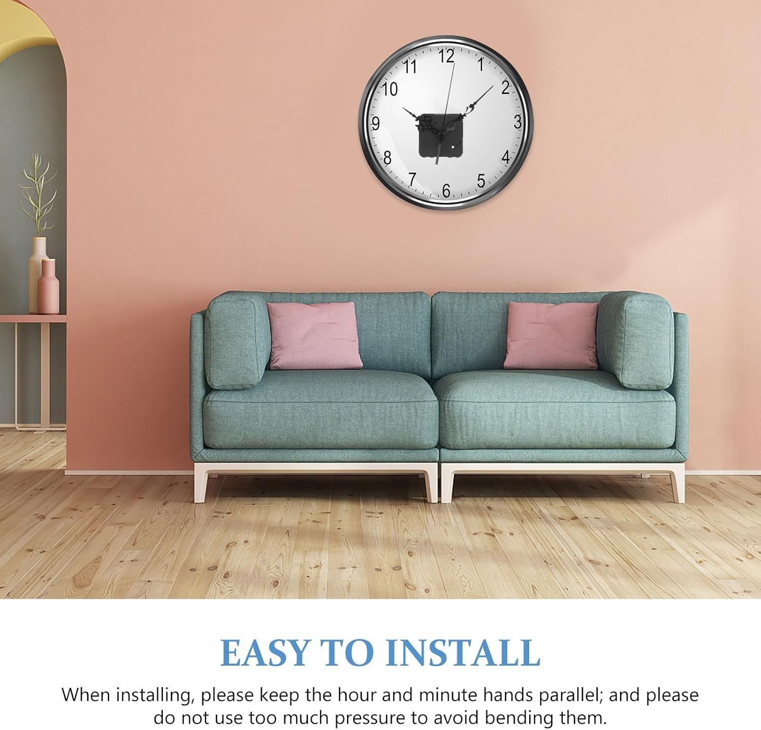 CLISPEED Battery Operated Clock Mechanism Reverse Hands Hours, Seconds Silent Replacement Kit Compatible DIY Wall Clock, Accurate Operation for Home and Office