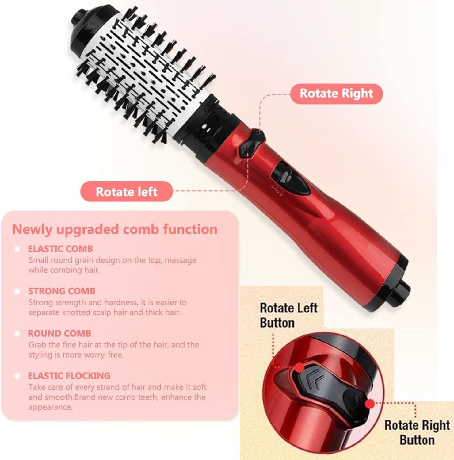3-in-1 Hot Air Styler & Rotating Hair Dryer Brush with 2 Interchangeable Brushes | Anti-Frizz Ionic Technology for Straightening, Drying & Curling | 3 Heat Settings & 360° Rotation (Silver)