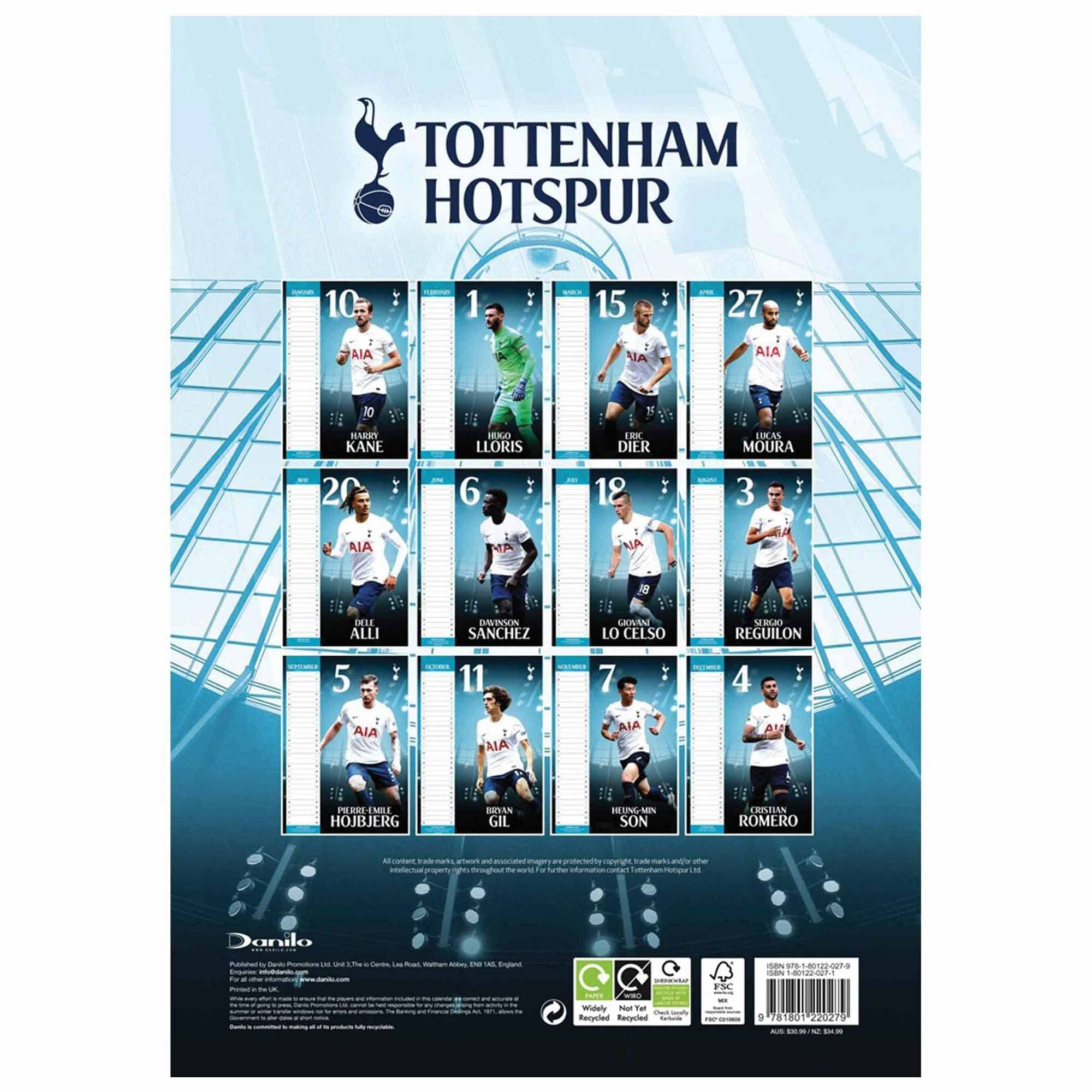 THFC Official Tottenham 2022 Soccer Wall Calendar (A3), Harry Kane