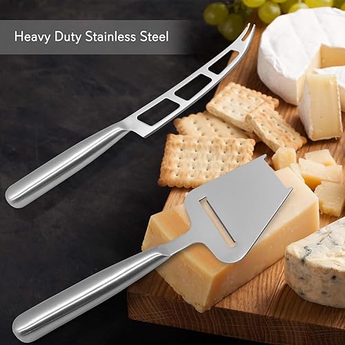 Miniatura 6 de NutriChef Juego de 2 piezas de corte de queso, cuchillo portátil de acero inoxidable antiadherente y cortador de queso, cortar, afeitar, rebanar,
