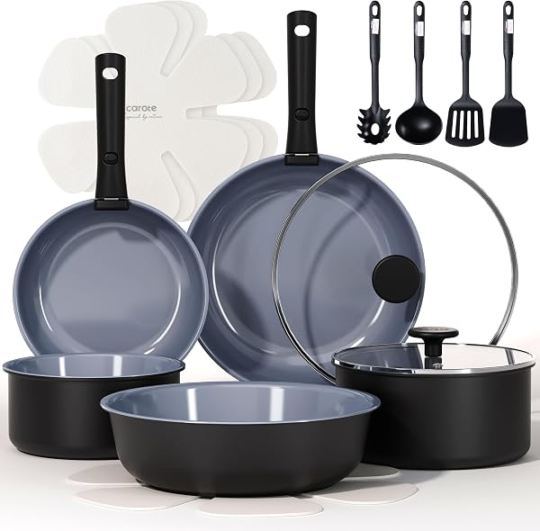 CAROTE 17PCS Nonstick Ceramic Cookware Set