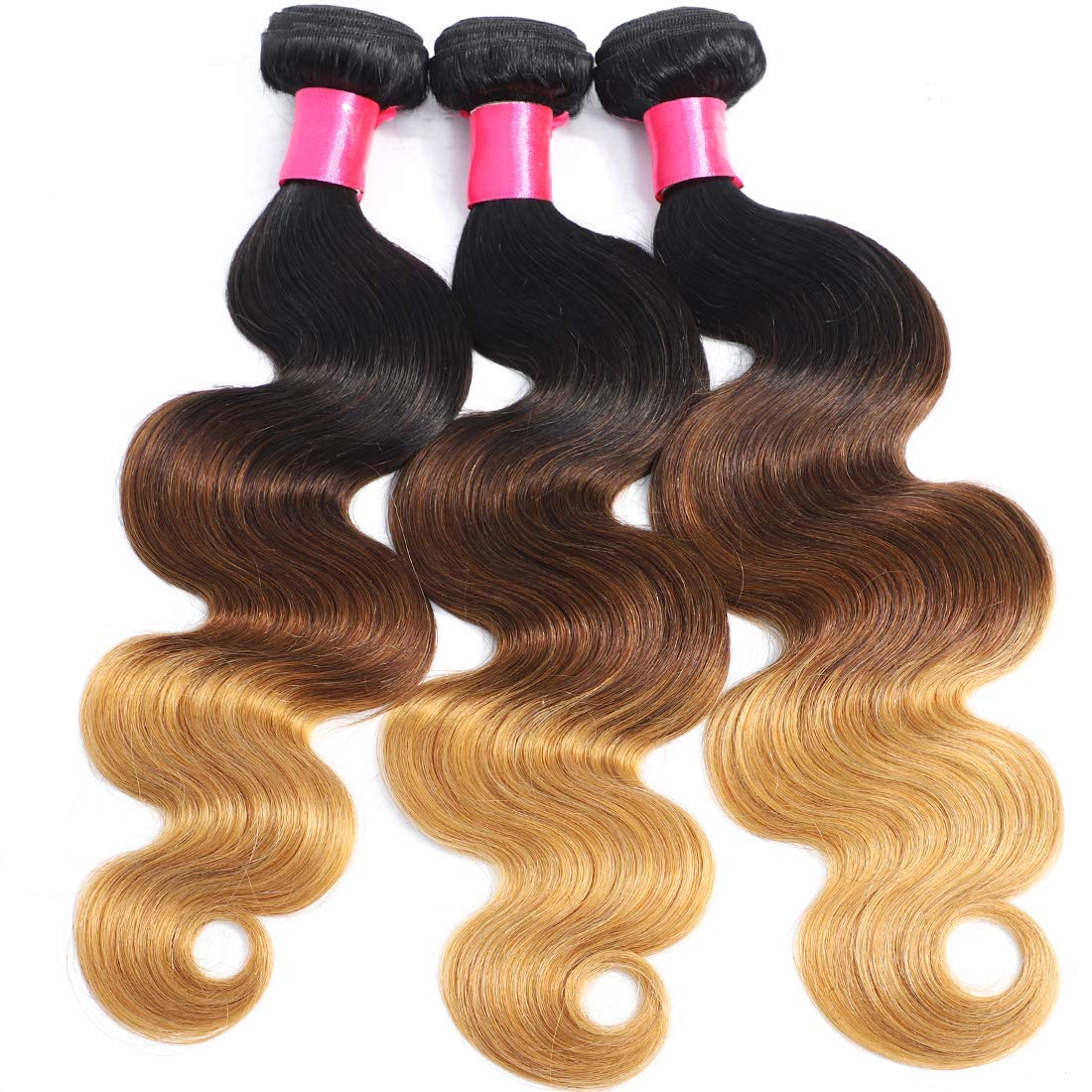 1B/4/27 Human Hair Bundles Ombre Brazilian Body Wave One Bundle 1B/4/27 Ombre Virgin Human Hair Bundle 24inch Extension 3 Tone Body Wave Weave
