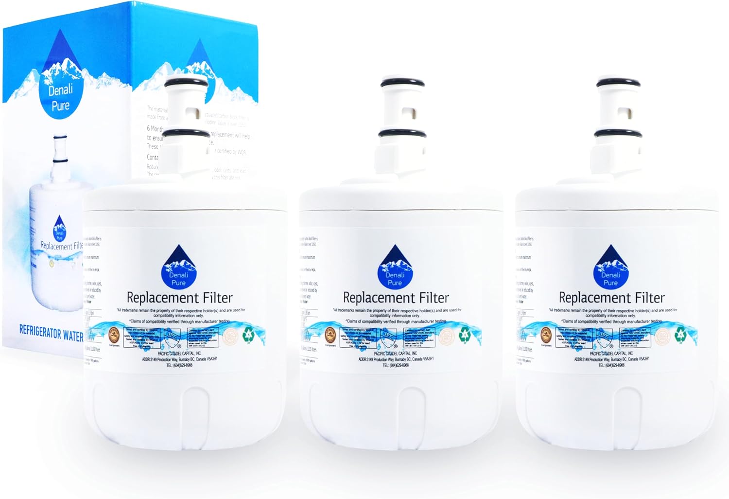 3-Pack Replacement for Whirlpool ED22UEXHW01 Refrigerator Water Filter - Compatible with Whirlpool 8171413, 8171414 Fridge Water Filter Cartridge