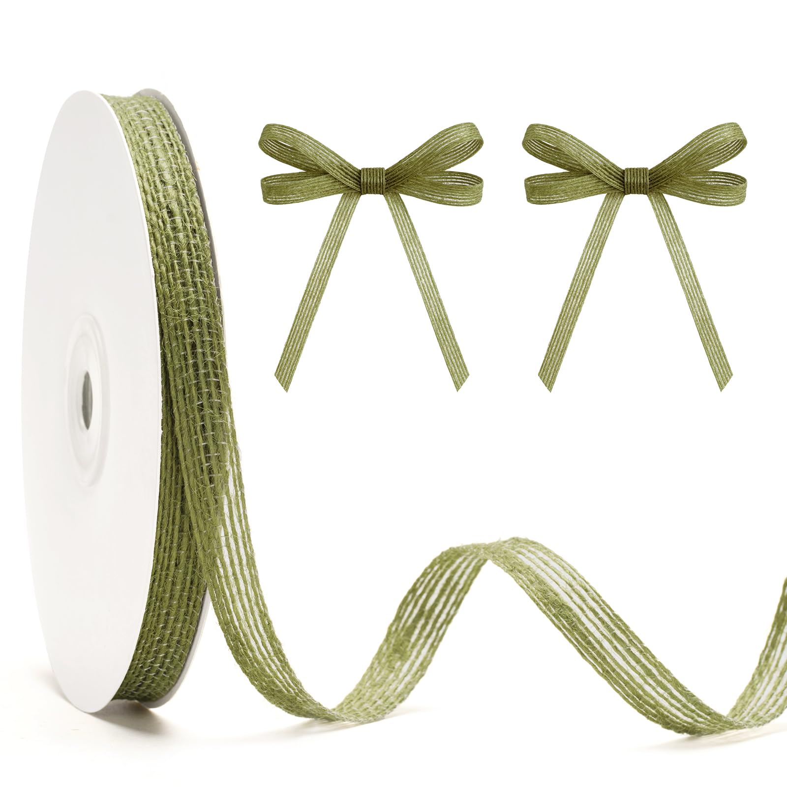 KINGLAKE Jute Hessian Ribbon - 10mm 20 Yards Sage Green Burlap Ribbon — image 1