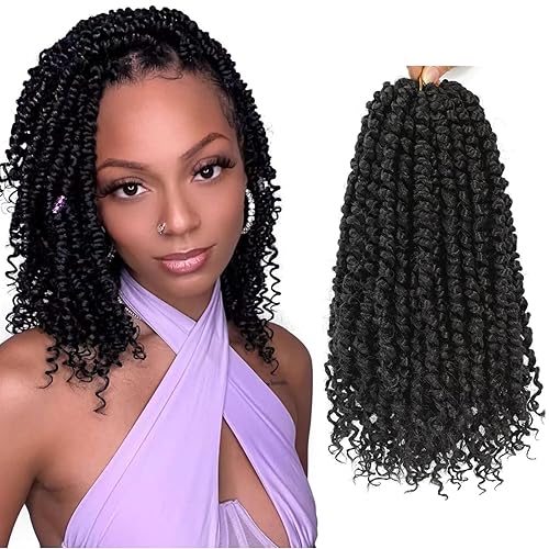 Miniatura 7 de Pelo de ganchillo pretrenzado de 12 pulgadas, cabello de ganchillo Passion Twist 8 paquetes de cabello pretrenzado de Passion Twist, cabello de