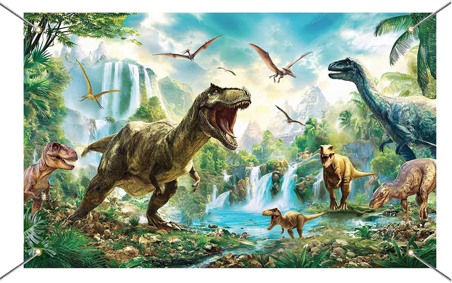 Mocsicka Dinosaur Backdrop Happy Birthday Dinosaur Banner Decorations for Boys Kids Party Dino Theme Park Birthday Photo Background Decorations 70.8 x 43.3 Inch - Image 5