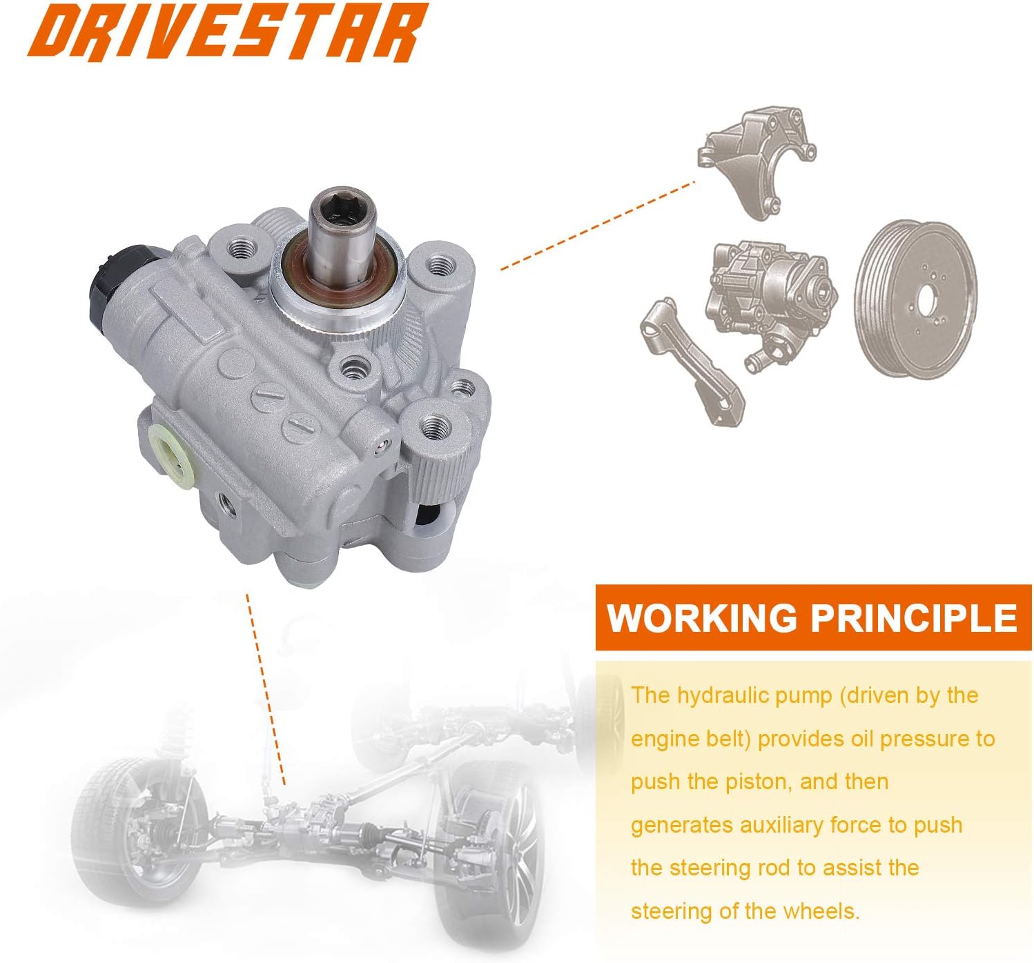 DRIVESTAR 21-5439 Power Steering Assist Pump for Chrysler 300 2005-2010, 2005-2008 Dodge Magnum 2.7L 3.5L, 2006-2010 Dodge Charger 2.7L 3.5L, 2009-2010 Dodge Challenger 3.5L