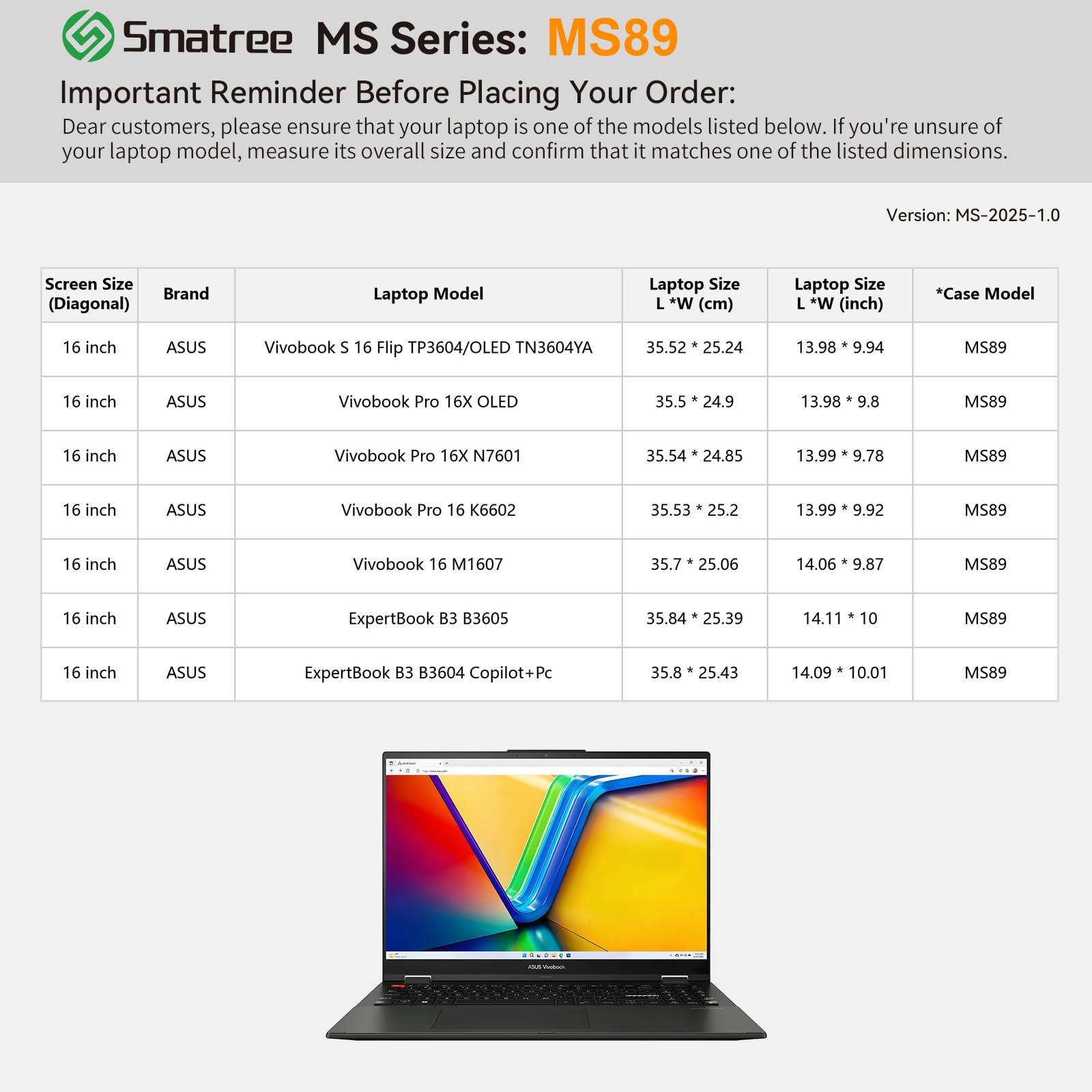 Smatree MS89 Hard Eva Schutzhülle mit Ständer Kompatibel für 15,6 Zoll ASUS TUF Gaming F15/A15, für TUF Dash F15 2022/2021, 16 Zoll TUF Gaming A16 2024/2023, ASUS Zenbook Pro 16X OLED UX7602 case