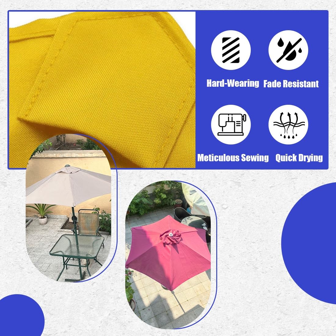 Copertura di ricambio per ombrellone da esterno da 2 a 4 m, rotonda, ispessita, anti UV, in poliestere, per giardino, piscina, patio, 6/8 stecche