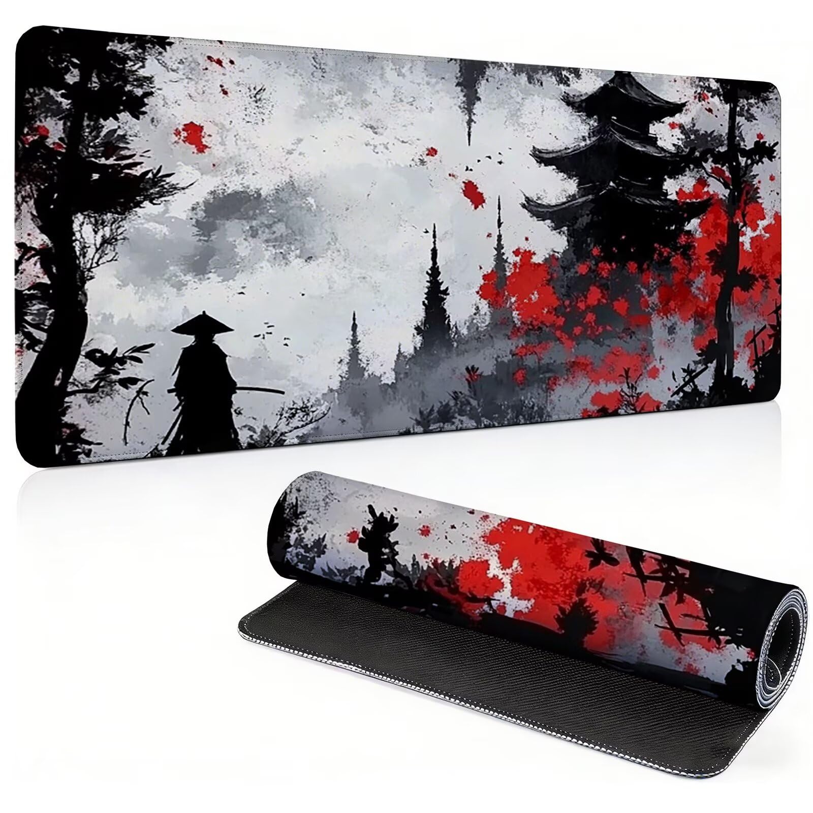 Tappetino Mouse Gaming, 1200x600mm Tappetino Mouse XXL Retro 0c0-238 | Mouse Pad Grande, Ottimizzato per i Sensori da Gioco, Migliora Precisione e Velocità, per Mac e PC, Samurai (2)