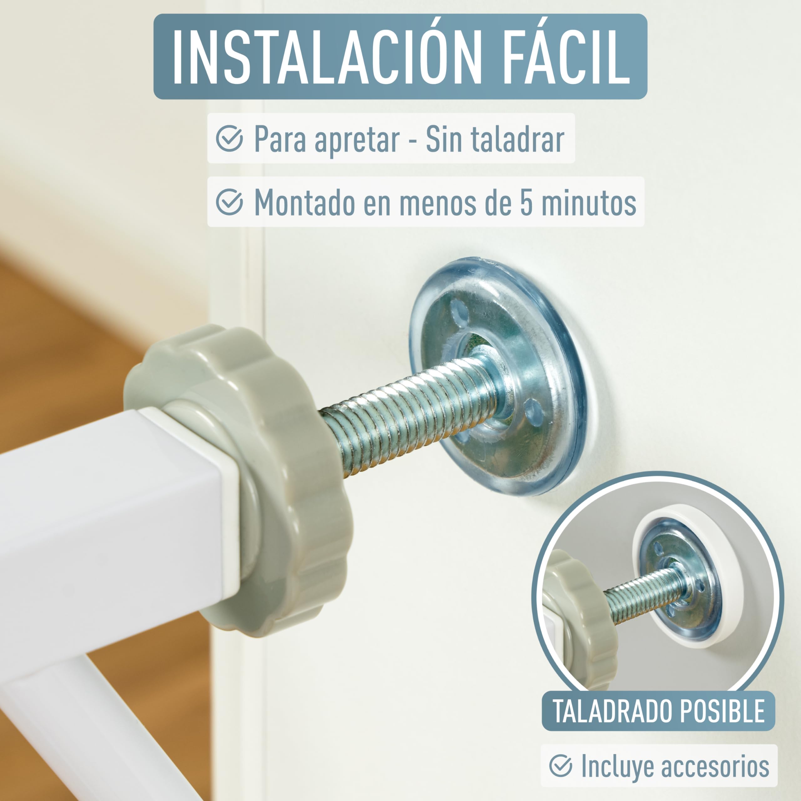 IB STYLE Barrera de Seguridad Berrin - Barrera de Protección, Fijación por Presión, para Puertas Anchas, Sistema Antiapertura, Mascotas y Cachorros, Blanco, Ancho: 88-96 cm