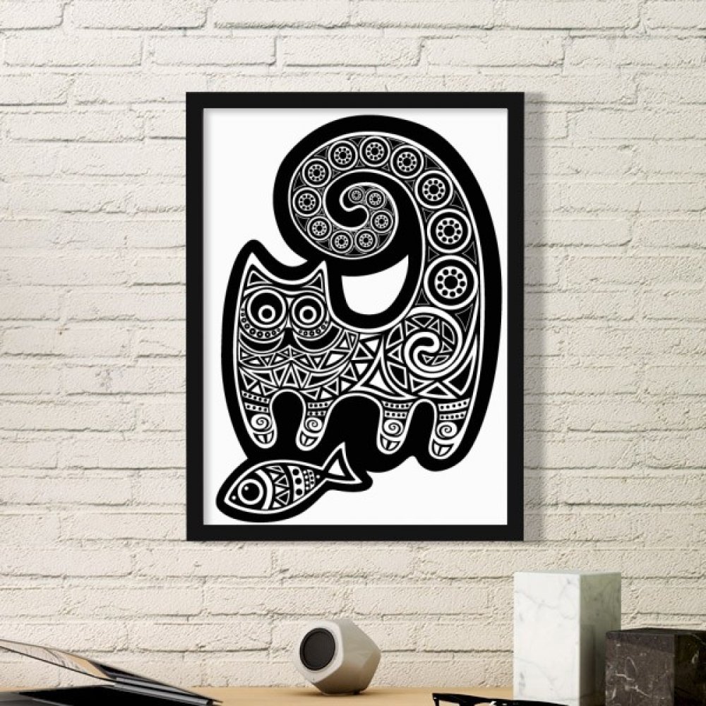 Cadre photo poisson blanc chat pour habiller les murs de votre salon