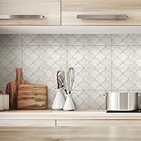Vista 21 de Lukery Peel and Stick Tile Waterproof Backsplash for Kitchen Flower Tile Stickers Self-Adhesive Floor Tile PVC Wall Tile DIY Tile Decals, Grey